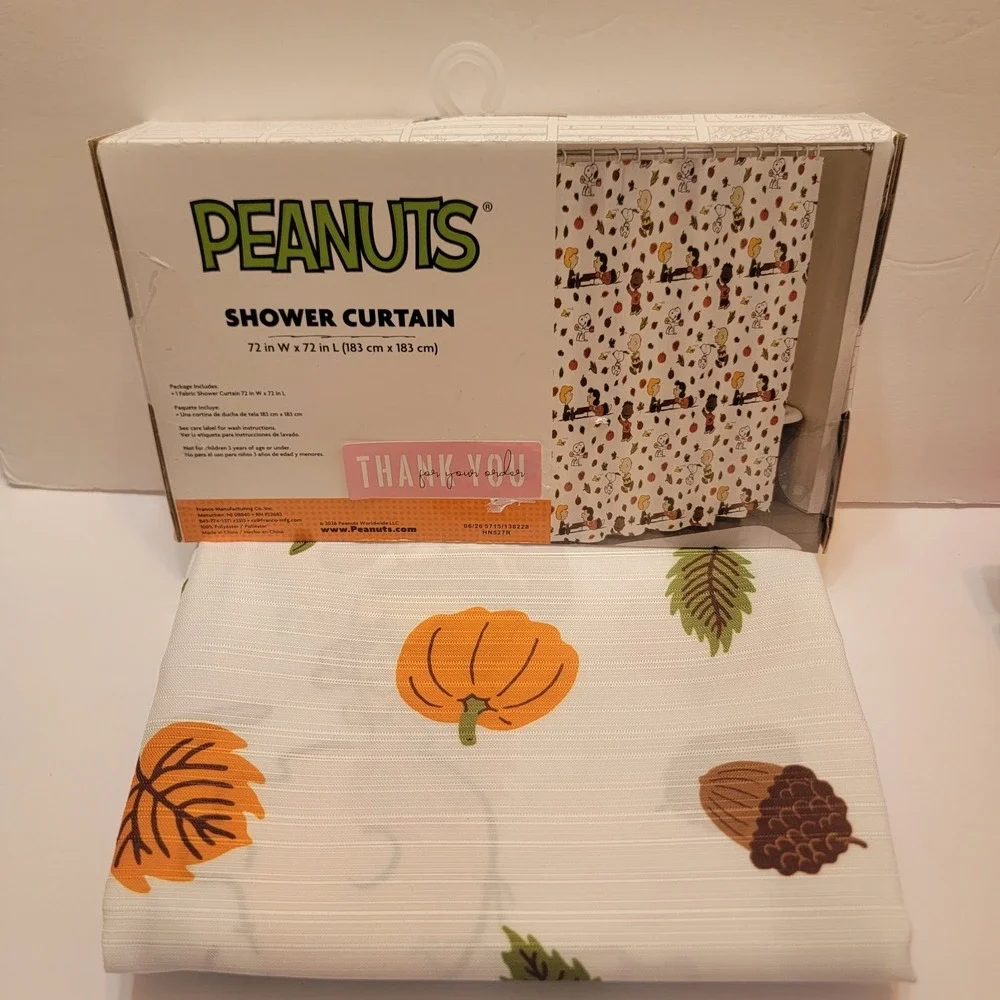 Peanuts Woodstock Fall Shower Curtain 72x72 Autumn Leaves Snoopy Bathroom Decor
